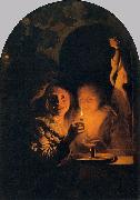 Godfried Schalcken Lovers Lit by a Candle France oil painting artist